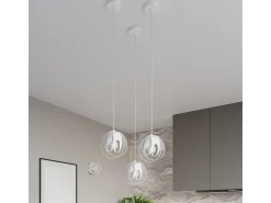 Luminárias pendentes Brive moderno, aço - 3 fontes de luz 4000K - L.50 x H.117 cm - branco