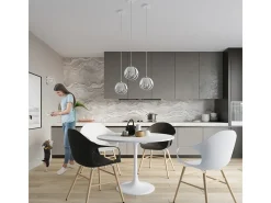 Luminárias pendentes Brive moderno, aço - 3 fontes de luz 4000K - L.50 x H.117 cm - branco