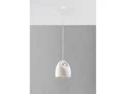Luminárias Pendentes Bukano Moderno, Cerâmica - 1 Lichtbronnen - L.25 X H.126 Cm - Branco