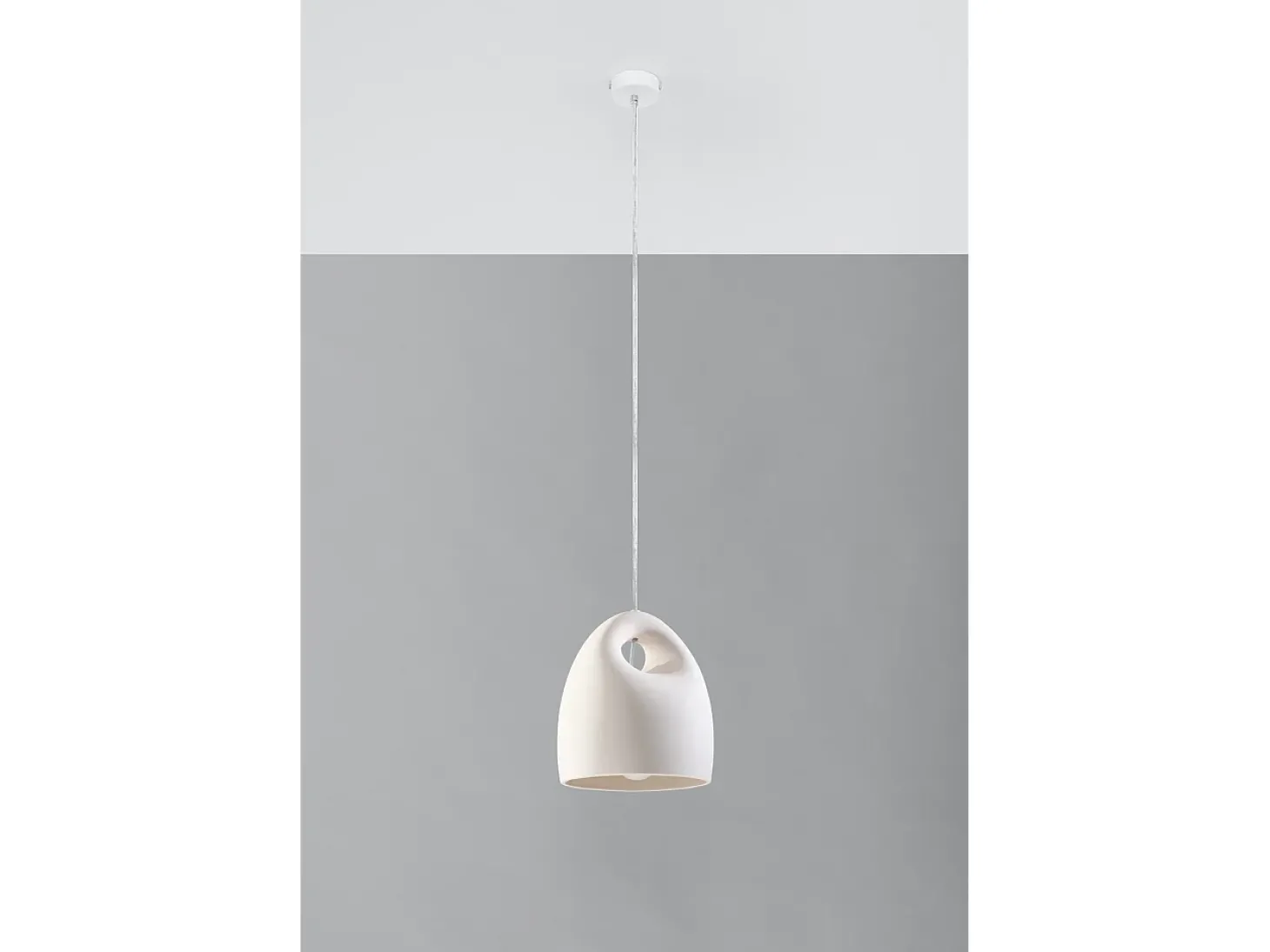 Luminárias Pendentes Bukano Moderno, Cerâmica - 1 Lichtbronnen - L.25 X H.126 Cm - Branco