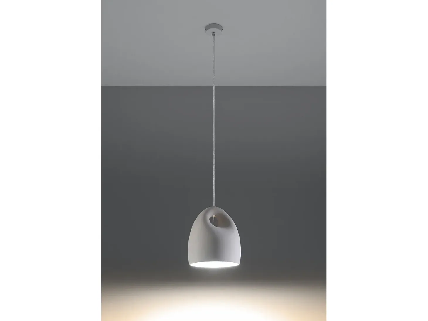 Luminárias Pendentes Bukano Moderno, Cerâmica - 1 Lichtbronnen - L.25 X H.126 Cm - Branco
