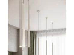 Luminárias pendentes Elara moderno, aço - 1 fontes de luz 4000K - L.8 x H.120 cm - branco