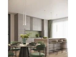 Luminárias pendentes Elara moderno, aço - 1 fontes de luz 4000K - L.8 x H.120 cm - branco
