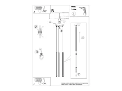 Luminárias pendentes Elara moderno, aço - 3 fontes de luz 3000K - L.20 x H.120 cm - dourado