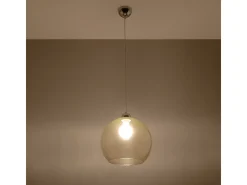 Luminárias pendentes Esfera minimalista, aço/vidro - 1 fontes de luz 4000K - L.30 x H.120 cm - champanhe