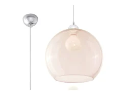 Luminárias pendentes Esfera minimalista, aço/vidro - 1 fontes de luz 4000K - L.30 x H.120 cm - champanhe
