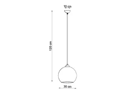 Luminárias pendentes Esfera minimalista, aço/vidro - 1 fontes de luz 4000K - L.30 x H.120 cm - champanhe