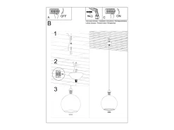 Luminárias pendentes Esfera minimalista, aço/vidro - 1 fontes de luz 4000K - L.30 x H.120 cm - champanhe