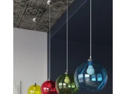 Luminárias pendentes Esfera minimalista, aço/vidro - 1 fontes de luz 4000K - L.30 x H.120 cm - champanhe