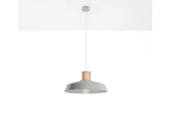 Luminárias pendentes Evoxa industrial, betoNão aplicávelrewno - 1 fontes de luz 3000K - L.40 x H.115 cm - cinza
