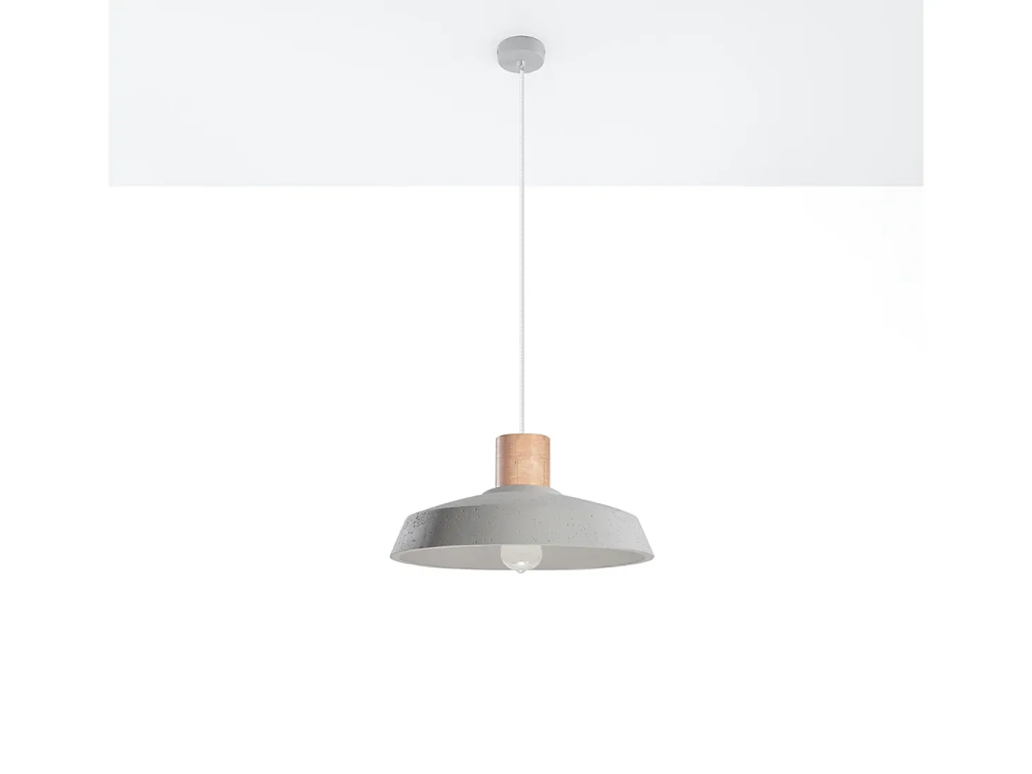 Luminárias pendentes Evoxa industrial, betoNão aplicávelrewno - 1 fontes de luz 3000K - L.40 x H.115 cm - cinza
