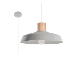 Luminárias pendentes Evoxa industrial, betoNão aplicávelrewno - 1 fontes de luz 3000K - L.40 x H.115 cm - cinza