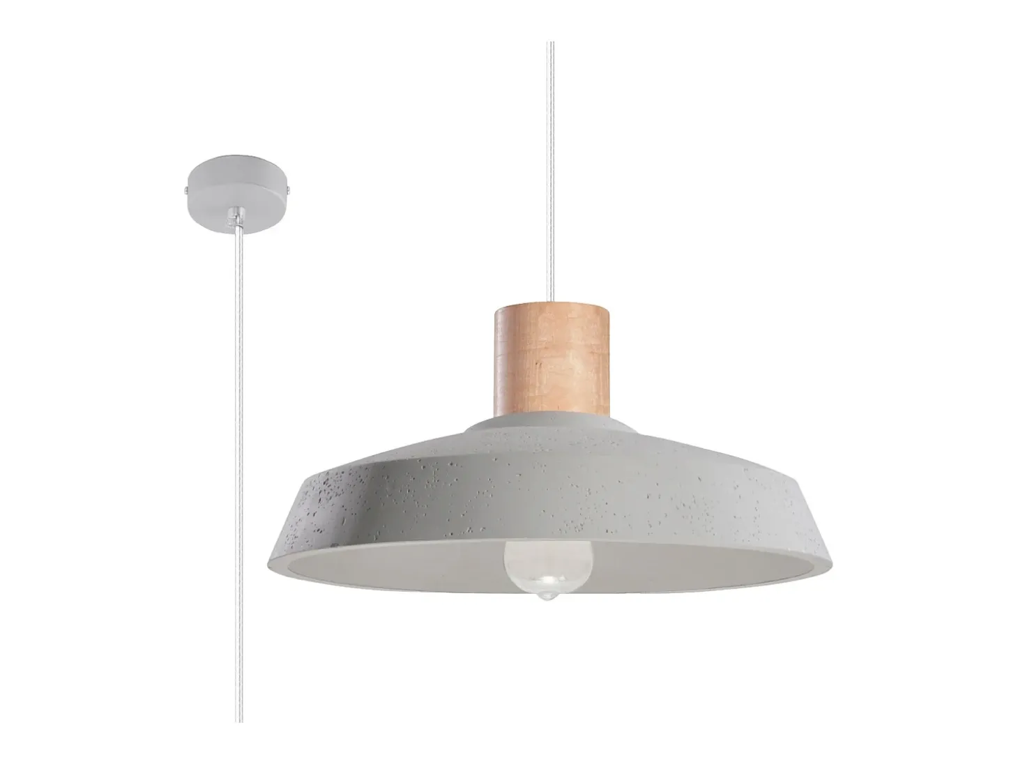 Luminárias pendentes Evoxa industrial, betoNão aplicávelrewno - 1 fontes de luz 3000K - L.40 x H.115 cm - cinza