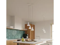 Luminárias pendentes Faldura moderno, aço - 1 fontes de luz 3000K - L.14 x H.120 cm - branco