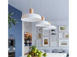 Luminárias pendentes Fanova escandinavo, aço - 1 fontes de luz 4000K - L.34 x H.120 cm - branco