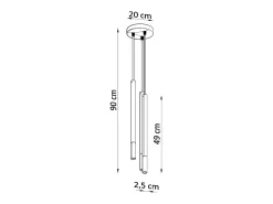 Luminárias pendentes Flar moderno, aço - 3 fontes de luz 3000K - L.20 x H.90 cm - preto/cobre