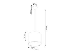 Luminárias pendentes Gloxo minimalista, tecido/PVC - 1 fontes de luz 3000K - L.30 x H.88 cm - branco