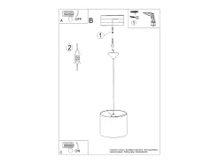 Luminárias pendentes Gloxo minimalista, tecido/PVC - 1 fontes de luz 3000K - L.30 x H.88 cm - branco