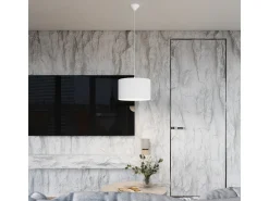 Luminárias pendentes Gloxo minimalista, tecido/PVC - 1 fontes de luz 3000K - L.30 x H.88 cm - branco
