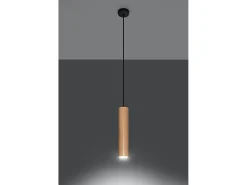 Luminárias Pendentes Lino Escandinavo, Madeira - 1 Lichtbronnen - L.8 X H.105 Cm - Madeira Natural