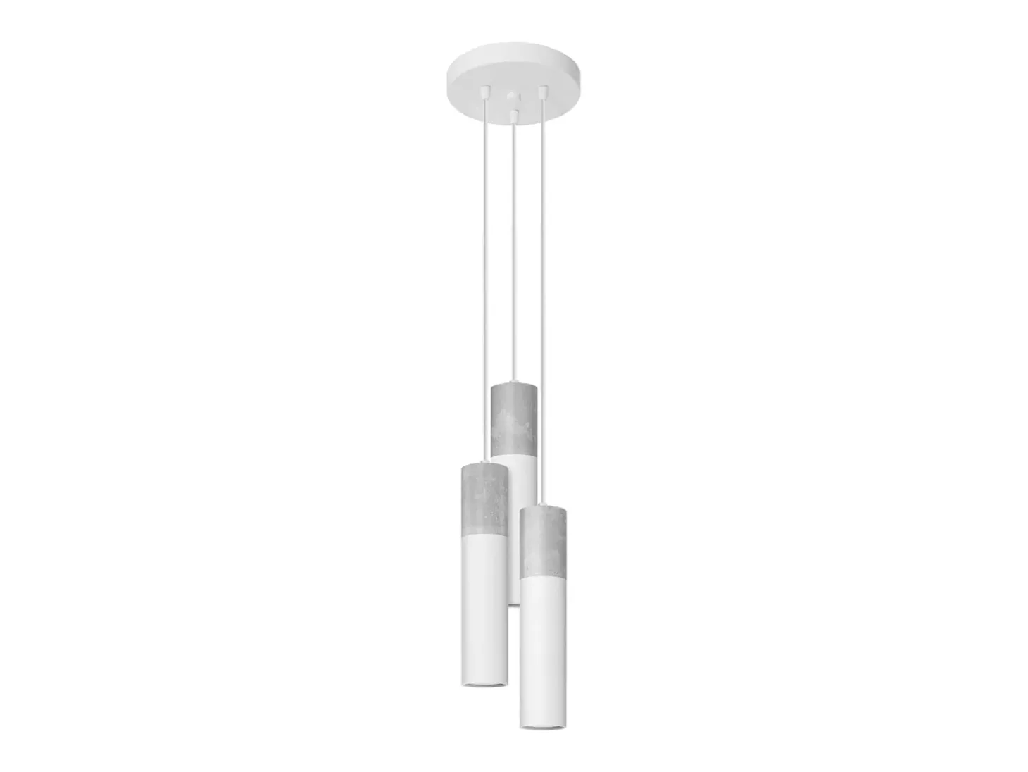 Luminárias pendentes Lume moderno, aço/concreto - 3 fontes de luz 4000K - L.20 x H.110 cm - branco/cinza