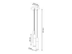 Luminárias pendentes Lume moderno, aço/concreto - 3 fontes de luz 4000K - L.20 x H.110 cm - branco/cinza