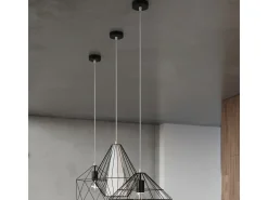 Luminárias pendentes Neoteru industrial, aço - 1 fontes de luz 3000K - L.32 x H.120 cm - preto