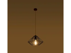 Luminárias pendentes Neoteru industrial, aço - 1 fontes de luz 4000K - L.32 x H.120 cm - preto