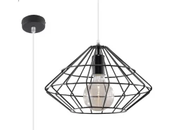 Luminárias pendentes Neoteru industrial, aço - 1 fontes de luz 4000K - L.32 x H.120 cm - preto