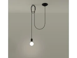Luminárias pendentes Speis sótão, tecido/aço - 1 fontes de luz 4000K - L.300 x H.150 cm - preto