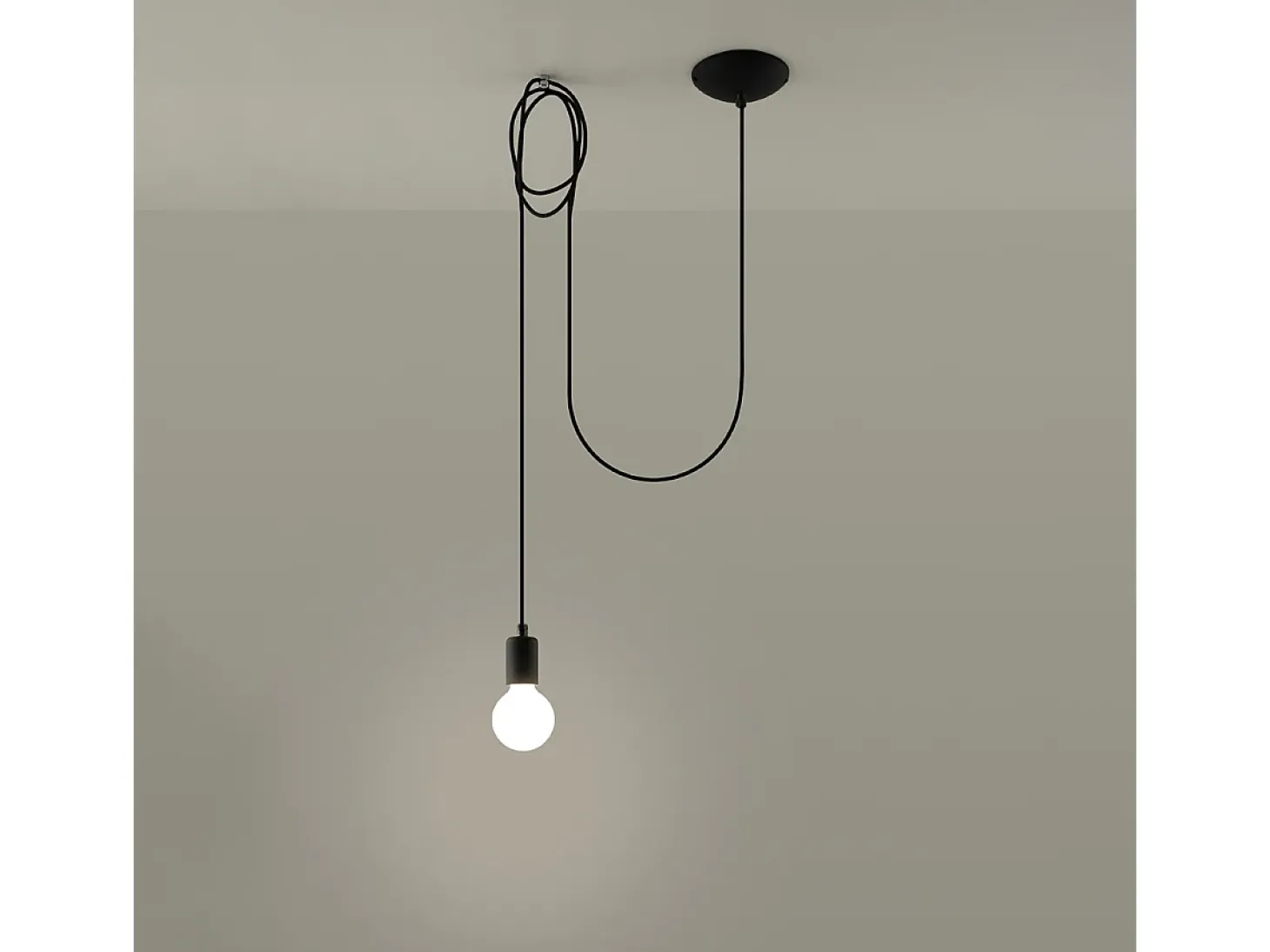 Luminárias pendentes Speis sótão, tecido/aço - 1 fontes de luz 4000K - L.300 x H.150 cm - preto