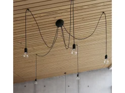 Luminárias pendentes Speis sótão, tecido/aço - 1 fontes de luz 4000K - L.300 x H.150 cm - preto