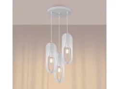 Luminárias pendentes Synexus moderno, aço - 3 fontes de luz 4000K - L.43 x H.130 cm - branco