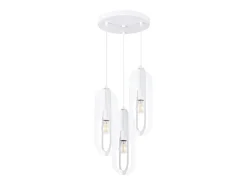 Luminárias pendentes Synexus moderno, aço - 3 fontes de luz 4000K - L.43 x H.130 cm - branco