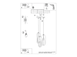 Luminárias pendentes Synexus moderno, aço - 3 fontes de luz 4000K - L.43 x H.130 cm - branco
