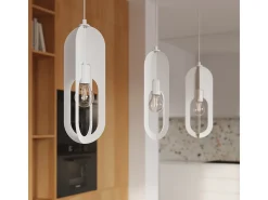 Luminárias pendentes Synexus moderno, aço - 3 fontes de luz 4000K - L.43 x H.130 cm - branco