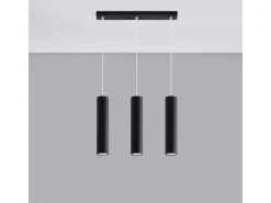 Luminárias pendentes Toris moderno, aço - 3 fontes de luz 3000K - L.45 x H.90 cm - preto