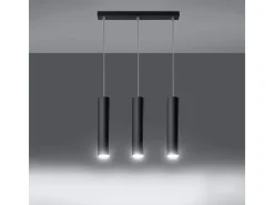 Luminárias pendentes Toris moderno, aço - 3 fontes de luz 4000K - L.45 x H.90 cm - preto