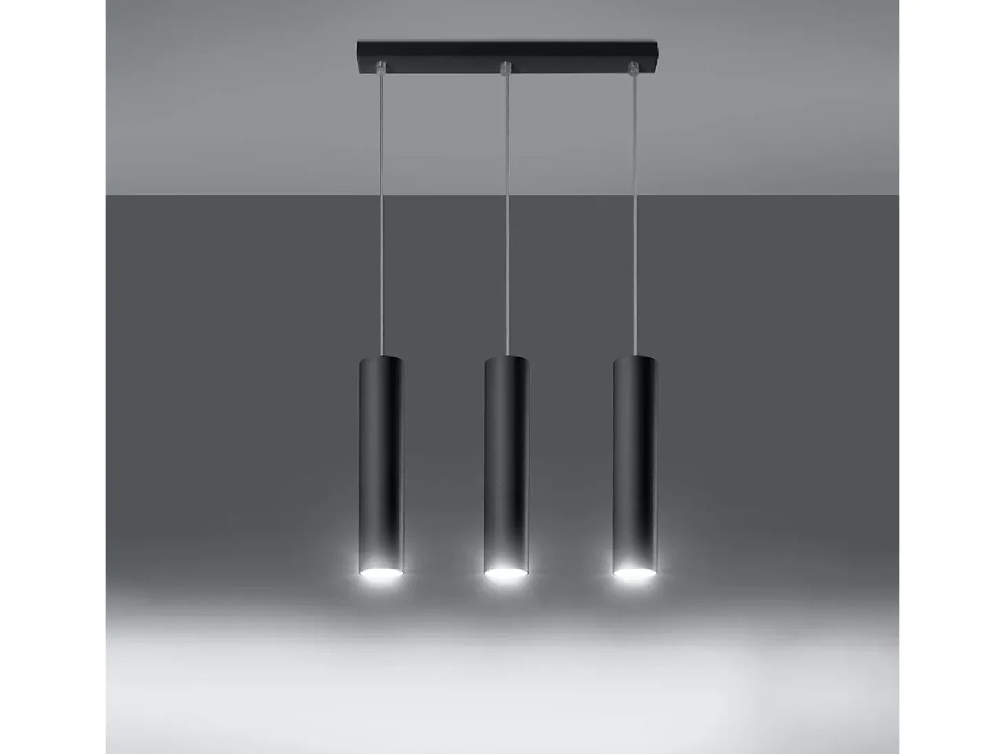 Luminárias pendentes Toris moderno, aço - 3 fontes de luz 4000K - L.45 x H.90 cm - preto