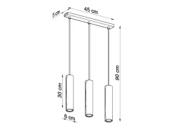 Luminárias pendentes Toris moderno, aço - 3 fontes de luz 4000K - L.45 x H.90 cm - preto