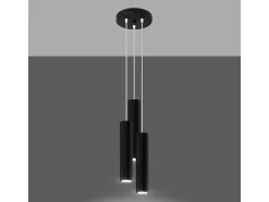 Luminárias pendentes Toris moderno, aço - 3 fontes de luz 4000K - L.20 x H.110 cm - preto
