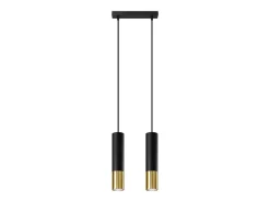 Luminárias pendentes Zarpex moderno, aço - 2 fontes de luz 4000K - L.30 x H.90 cm - ouro Preto