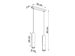 Luminárias pendentes Zarpex moderno, aço - 2 fontes de luz 4000K - L.30 x H.90 cm - ouro Preto