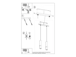 Luminárias pendentes Zarpex moderno, aço - 2 fontes de luz 4000K - L.30 x H.90 cm - ouro Preto