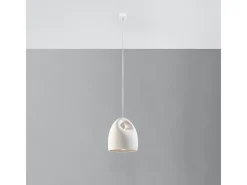 Luminárias pendentes Zenna moderno, cerâmica - 1 fontes de luz 3000K - L.25 x H.126 cm - branco
