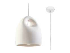 Luminárias pendentes Zenna moderno, cerâmica - 1 fontes de luz 3000K - L.25 x H.126 cm - branco