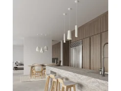 Luminárias pendentes Zenna moderno, cerâmica - 1 fontes de luz 3000K - L.25 x H.126 cm - branco