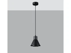 Luminárias pendentes Zylata moderno, aço - 1 fontes de luz 3000K - L.14 x H.120 cm - preto