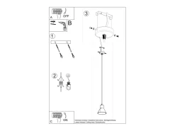 Luminárias pendentes Zylata moderno, aço - 1 fontes de luz 3000K - L.14 x H.120 cm - preto