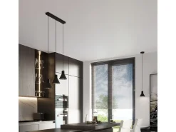 Luminárias pendentes Zylata moderno, aço - 1 fontes de luz 3000K - L.14 x H.120 cm - preto